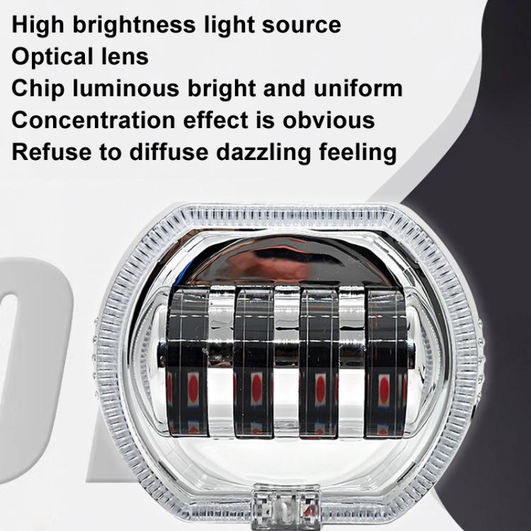Motorcycle Electric Vehicle General Modification LED Headlight 4 Beads Double Lens Lamps, White Aperture+Red Devil Eye, Red Aperture+Red Devil Eye, Blue Aperture+Red Devil Eye, Ice Blue Aperture+Red Devil Eye, Green Aperture+Red Devil Eye              ...