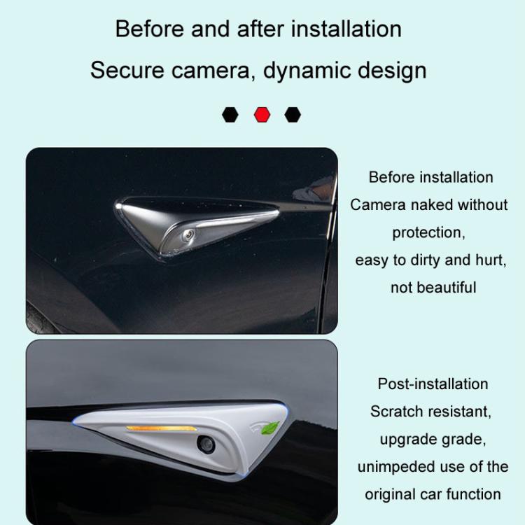 For Tesla 2024 Model 3 Fenders Side Labels Camera Cover Stickers, Pearl White, Glossy Carbon Fiber Texture, Matt Carbon Fiber Texture, Piano Paint Bright Black, Frosted Matt Black, Bright Red