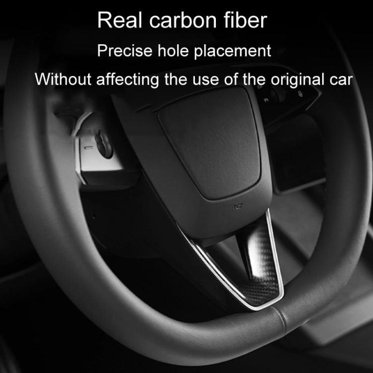 For Tesla Model 3 Car Modification Interior Carbon Fiber Steering Wheel Patch, Matte, Glossy, Red, Froged Pattern