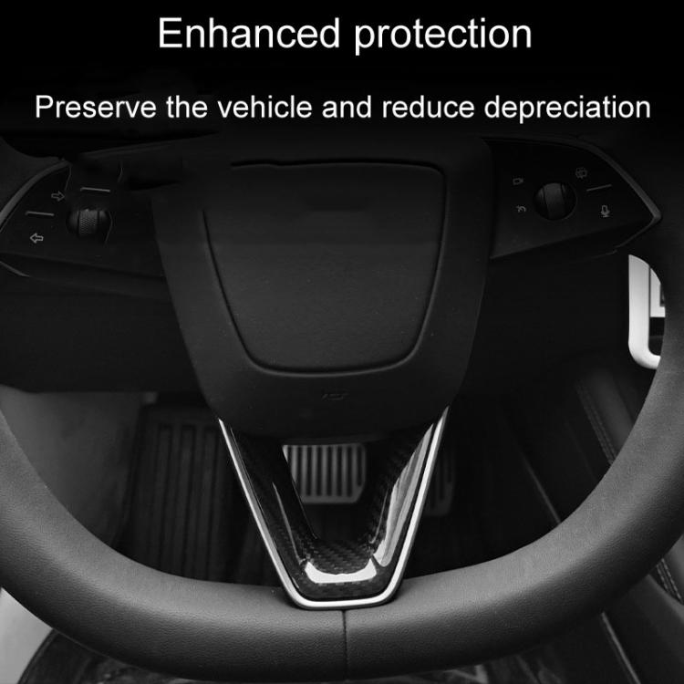 For Tesla Model 3 Car Modification Interior Carbon Fiber Steering Wheel Patch, Matte, Glossy, Red, Froged Pattern