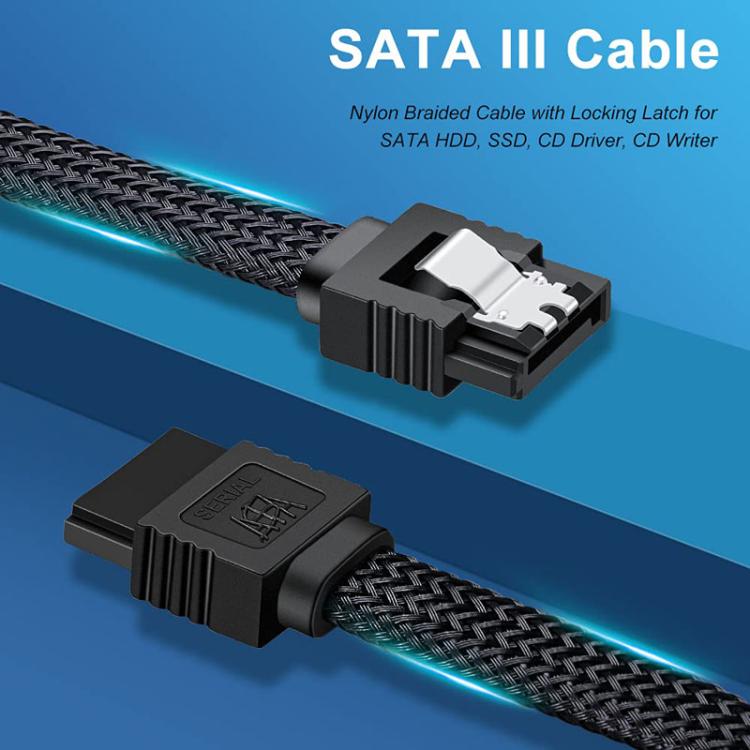 SATA3.0 With Aluminum Foil Shield Braided Cable Body Computer Hard Drive Power Cable, 0.5m