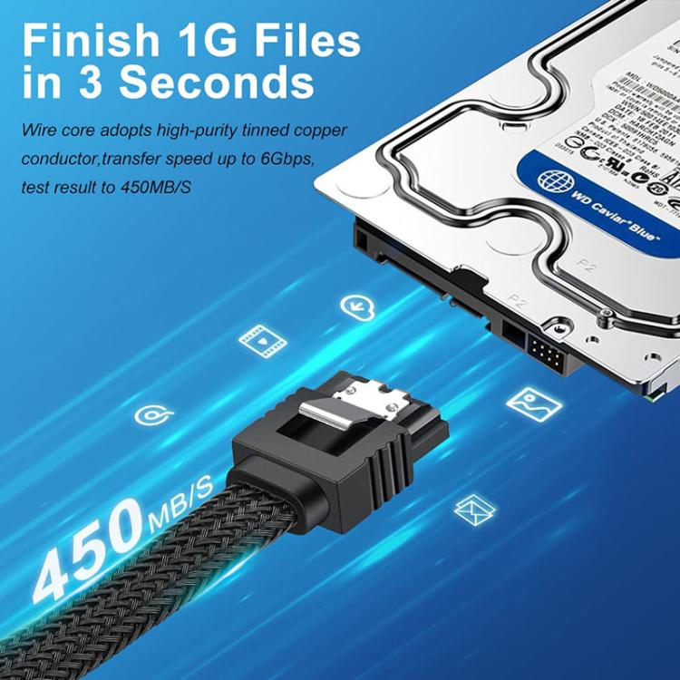 SATA3.0 With Aluminum Foil Shield Braided Cable Body Computer Hard Drive Power Cable, 0.5m