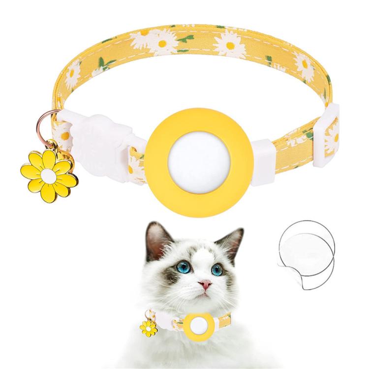 For AirTag 2nd Gen / AirTag 1st Gen Tracker Silicone Cover Small Daisy Pet Collar Dog Collar With Bell And Front Back Film