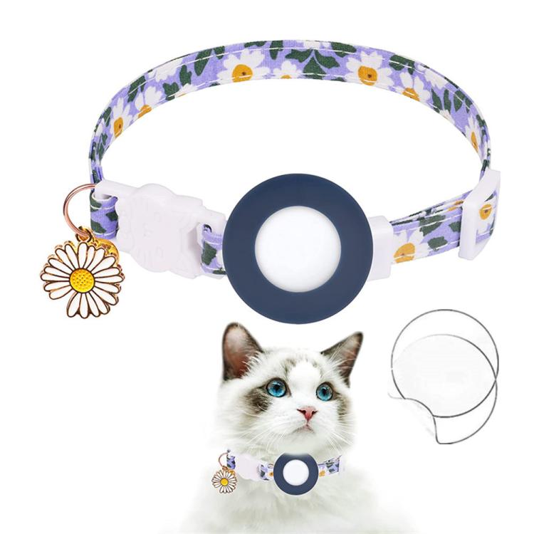 For AirTag 2nd Gen / AirTag 1st Gen Tracker Silicone Cover Small Daisy Pet Collar Dog Collar With Bell And Front Back Film