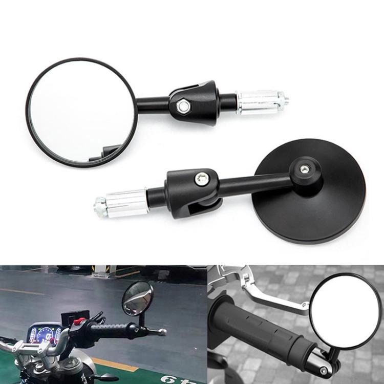 2pcs /Set Motorcycle Rearview Mirror Modified Retro Folding Round E-Bike Universal Reversing Mirror Reflector, Flat, Convex