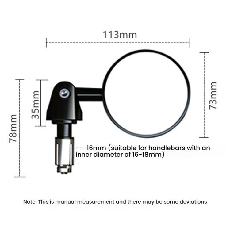 2pcs /Set Motorcycle Rearview Mirror Modified Retro Folding Round E-Bike Universal Reversing Mirror Reflector, Flat, Convex