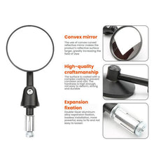 Load image into Gallery viewer, 2pcs /Set Motorcycle Rearview Mirror Modified Retro Folding Round E-Bike Universal Reversing Mirror Reflector, Flat, Convex