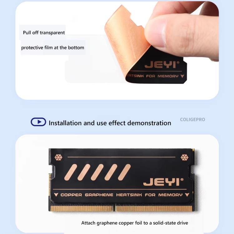 2pcs /Pack JEYI Pure Copper Graphene Laptop Memory Heatsink Radiator for DDR5 DDR4 DDR3
