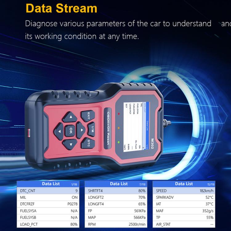 Car Oil Reset Code Reader Automotive Maintenance Light Zero Reset Fault Diagnosis Tool, M302