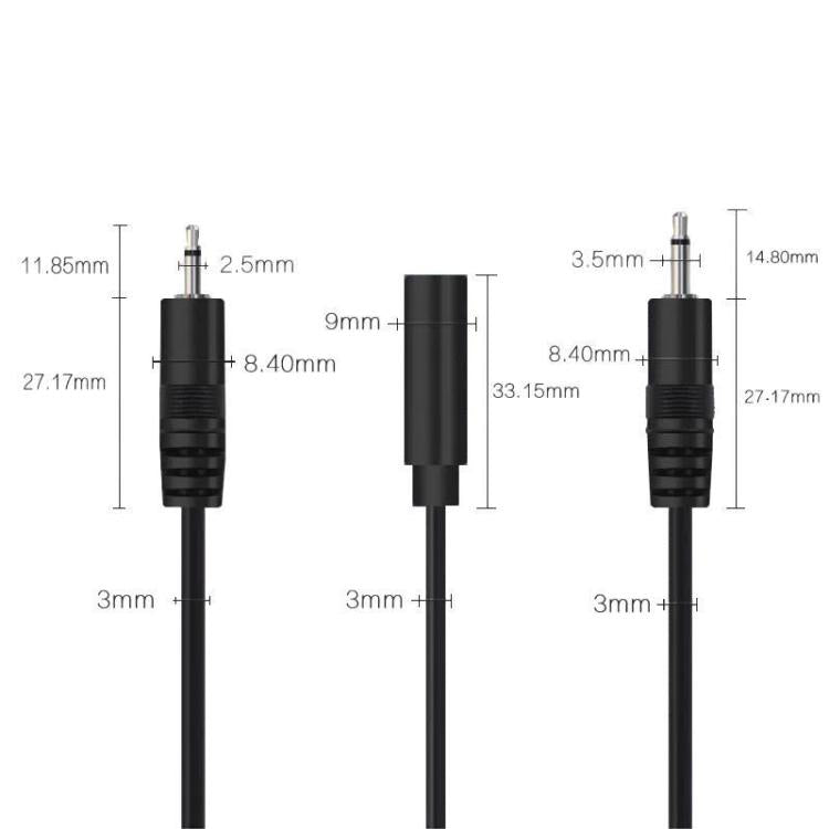 Mono Cable 2Pin AUX Single Head Cable Speaker Audio Power Cord Audio Cord, Length: 25cm, 2.5mm Male, 2.5mm Female, 3.5mm Male, 3.5mm Female