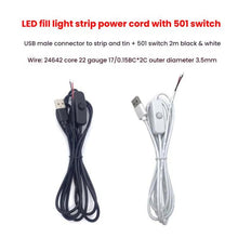 Load image into Gallery viewer, 2Pin USB Power Cable 501 ON Off Control Button Cable LED Fill Light Strip Plant Light Power Cord