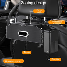 Load image into Gallery viewer, Car Seat Back Multifunctional Storage Box Pouch Phone Holder, Carbon Fiber Pattern, Black Leather, Brown Leather, Beige Leather
