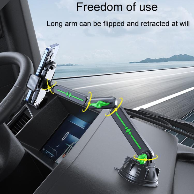 Extended Car Mechanical Arm Telescopic Cell Phone Holder Car Windshield Dashboard Large Suction Cup Navigation Mount