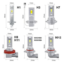 Load image into Gallery viewer, 2pcs Mini 1:1 Direct Plug Car LED Headlight Bulb, H1, H3, H7, H11, 9005, 9006, H16, P13W, 9012