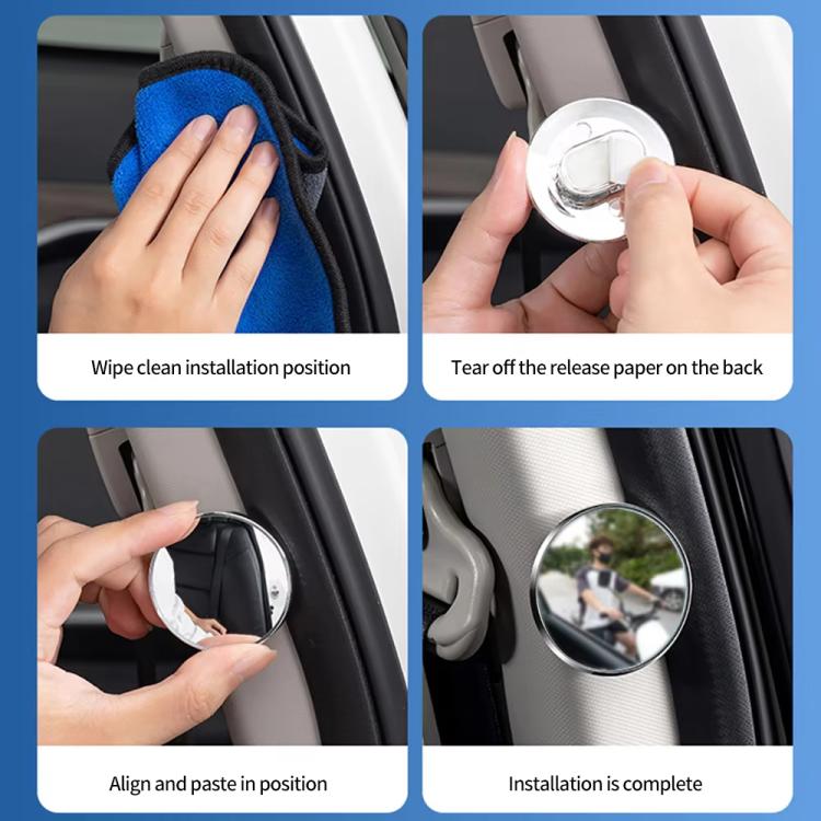 Car Reversing Blind Spot Auxiliary Ultra-clear Reflective Rearview Mirror, Black, Silver