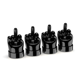 4pcs /Set Car Gesture Valve Tire Decorative Rubber Cap, Yellow Middle Finger, Black Middle Finger, Yellow OK, Black OK, Yellow Rock, Black Rock, Yellow Yeah, Black Yeah, Yellow Six, Black Six