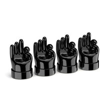 Load image into Gallery viewer, 4pcs /Set Car Gesture Valve Tire Decorative Rubber Cap, Yellow Middle Finger, Black Middle Finger, Yellow OK, Black OK, Yellow Rock, Black Rock, Yellow Yeah, Black Yeah, Yellow Six, Black Six