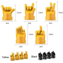 Load image into Gallery viewer, 4pcs /Set Car Gesture Valve Tire Decorative Rubber Cap, Yellow Middle Finger, Black Middle Finger, Yellow OK, Black OK, Yellow Rock, Black Rock, Yellow Yeah, Black Yeah, Yellow Six, Black Six