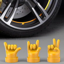 Load image into Gallery viewer, 4pcs /Set Car Gesture Valve Tire Decorative Rubber Cap, Yellow Middle Finger, Black Middle Finger, Yellow OK, Black OK, Yellow Rock, Black Rock, Yellow Yeah, Black Yeah, Yellow Six, Black Six
