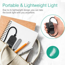 Load image into Gallery viewer, Hose Clip Book Light Night Reading Lamp Adjustable Brightness USB Rechargeable Book Clip Lights
