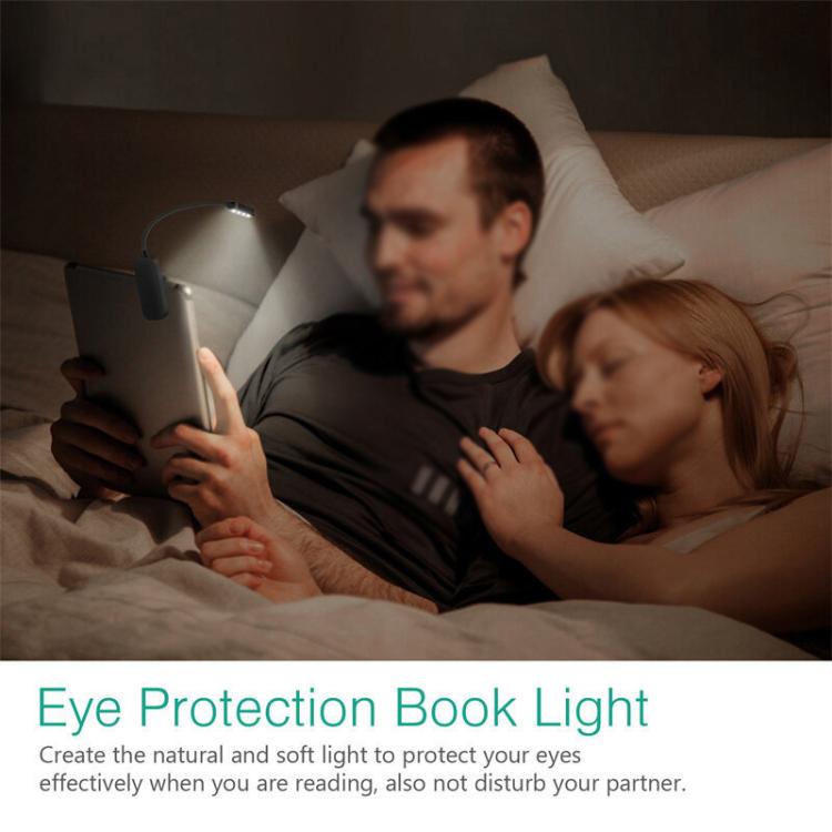 Hose Clip Book Light Night Reading Lamp Adjustable Brightness USB Rechargeable Book Clip Lights