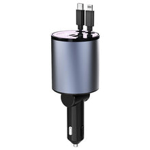 Load image into Gallery viewer, 100W Metal Car Retractable Cable Cigarette Lighter Charger, 8 Pin+TYPE-C, 8 Pin+8 Pin (2.4A), TYPE-C+TYPE-C (PD+QC)