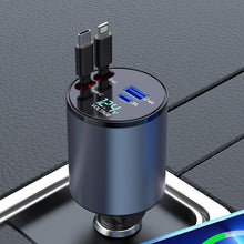 Load image into Gallery viewer, 100W Metal Car Retractable Cable Cigarette Lighter Charger, 8 Pin+TYPE-C, 8 Pin+8 Pin (2.4A), TYPE-C+TYPE-C (PD+QC)