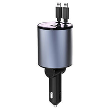 Load image into Gallery viewer, 100W Metal Car Retractable Cable Cigarette Lighter Charger, 8 Pin+TYPE-C, 8 Pin+8 Pin (2.4A), TYPE-C+TYPE-C (PD+QC)