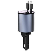 Load image into Gallery viewer, 100W Metal Car Retractable Cable Cigarette Lighter Charger, 8 Pin+TYPE-C, 8 Pin+8 Pin (2.4A), TYPE-C+TYPE-C (PD+QC)