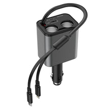 Load image into Gallery viewer, 120W 1 To 2 Retractable USB Car Fast Charging Charger With Cigarette Lighter