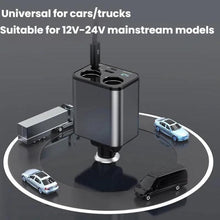 Load image into Gallery viewer, 120W 1 To 2 Retractable USB Car Fast Charging Charger With Cigarette Lighter