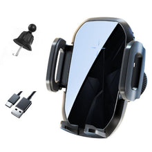 Load image into Gallery viewer, 15W Wireless Induction Snap-on Charging Car Air Outlet Phone Holder, Black, Black + Long Hook Clip, Black + Car Charger Head, White + Car Charger Head