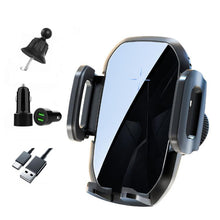 Load image into Gallery viewer, 15W Wireless Induction Snap-on Charging Car Air Outlet Phone Holder, Black, Black + Long Hook Clip, Black + Car Charger Head, White + Car Charger Head
