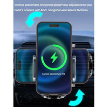 Load image into Gallery viewer, 15W Wireless Induction Snap-on Charging Car Air Outlet Phone Holder, Black, Black + Long Hook Clip, Black + Car Charger Head, White + Car Charger Head