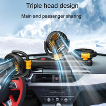 Load image into Gallery viewer, F4505 Car Triple-Head Rotatable Fan Auto 3-Way Folding Fan, USB Port 5V, Cigarette Lighter Port 12V, Cigarette Lighter Port 24V