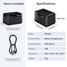 Load image into Gallery viewer, For Insta360 X5 Camera AMagisn Battery Charger Fast Charging Station For 3 Batteries Simultaneously