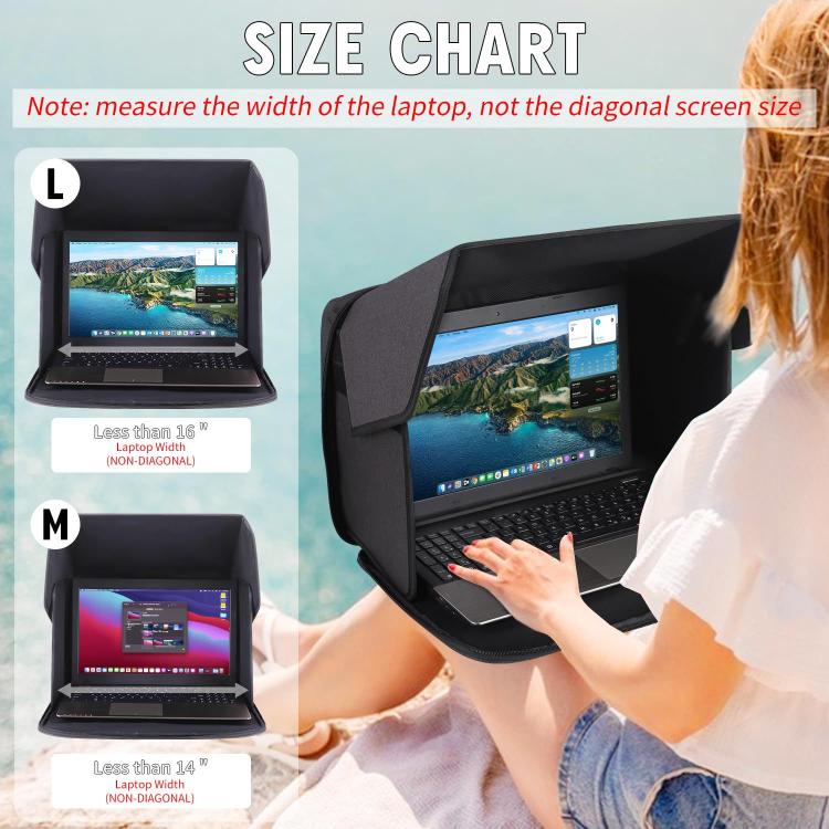 16-Inch Laptop Bag Sun Shade Foldable Anti-Glare Privacy Screen Cover for Outdoor Use, 16 inch