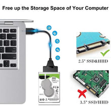 Load image into Gallery viewer, USB 3.0/USB-C to SATA 22-Pin Adapter Cable for 2.5-inch Laptop HDD/SSD, 25cm
