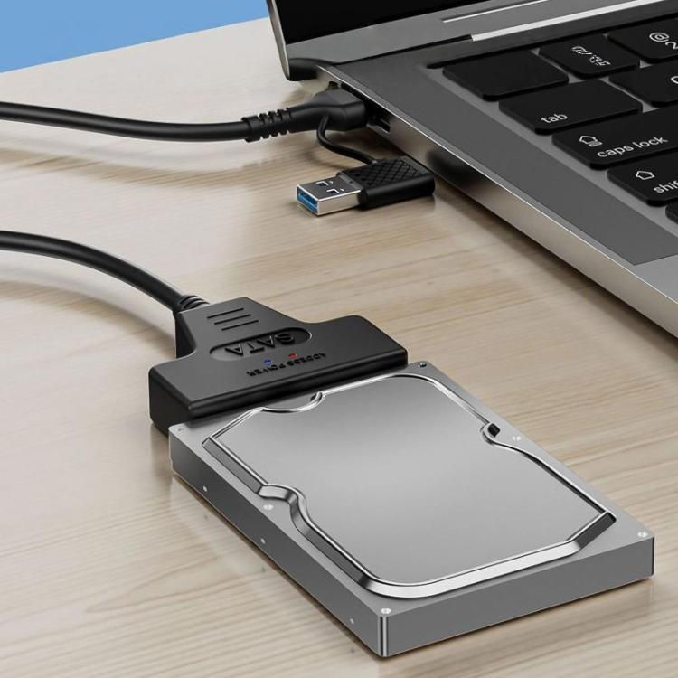 USB 3.0/USB-C to SATA 22-Pin Adapter Cable for 2.5-inch Laptop HDD/SSD, 25cm