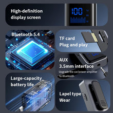 Load image into Gallery viewer, 2-In-1 Bluetooth 5.4 Transmitter &amp; Receiver AUX Car/Travel Adapter with 3.5mm Jack, TF Card Slot, Lapel Clip Design, M20
