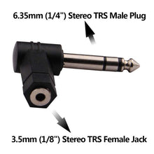 Load image into Gallery viewer, 6.35mm To 3.5mm Plug 90 Degree Headphone Microphone Audio Adapter, 6.35mm To 3.5mm