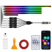 Load image into Gallery viewer, 3 Control App Remote Control Colorful Car Interior Ambient Lighting Modified LED Acrylic USB Car Ambient Lighting, 110cm+75cm x 4+35cm+Footlight x 4 10 In 1, 110cm+75cm x 4+35cm 6 In 1, 110cm, 110cm x 2 2 In 1, 110cm x 3 3 In 1, 110cm x 4 4 In 1       ...