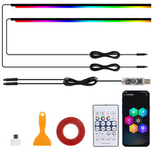 Load image into Gallery viewer, 3 Control App Remote Control Colorful Car Interior Ambient Lighting Modified LED Acrylic USB Car Ambient Lighting, 110cm+75cm x 4+35cm+Footlight x 4 10 In 1, 110cm+75cm x 4+35cm 6 In 1, 110cm, 110cm x 2 2 In 1, 110cm x 3 3 In 1, 110cm x 4 4 In 1       ...