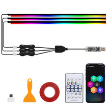 Load image into Gallery viewer, 3 Control App Remote Control Colorful Car Interior Ambient Lighting Modified LED Acrylic USB Car Ambient Lighting, 110cm+75cm x 4+35cm+Footlight x 4 10 In 1, 110cm+75cm x 4+35cm 6 In 1, 110cm, 110cm x 2 2 In 1, 110cm x 3 3 In 1, 110cm x 4 4 In 1       ...