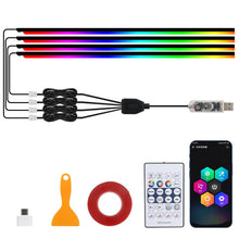 Load image into Gallery viewer, 3 Control App Remote Control Colorful Car Interior Ambient Lighting Modified LED Acrylic USB Car Ambient Lighting, 110cm+75cm x 4+35cm+Footlight x 4 10 In 1, 110cm+75cm x 4+35cm 6 In 1, 110cm, 110cm x 2 2 In 1, 110cm x 3 3 In 1, 110cm x 4 4 In 1       ...