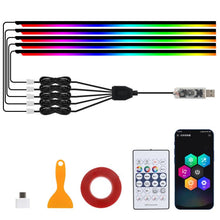 Load image into Gallery viewer, 3 Control App Remote Control Colorful Car Interior Ambient Lighting Modified LED Acrylic USB Car Ambient Lighting, 110cm+75cm x 4+35cm+Footlight x 4 10 In 1, 110cm+75cm x 4+35cm 6 In 1, 110cm, 110cm x 2 2 In 1, 110cm x 3 3 In 1, 110cm x 4 4 In 1       ...