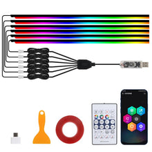 Load image into Gallery viewer, 3 Control App Remote Control Colorful Car Interior Ambient Lighting Modified LED Acrylic USB Car Ambient Lighting, 110cm+75cm x 4+35cm+Footlight x 4 10 In 1, 110cm+75cm x 4+35cm 6 In 1, 110cm, 110cm x 2 2 In 1, 110cm x 3 3 In 1, 110cm x 4 4 In 1       ...