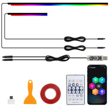 Load image into Gallery viewer, 3 Control App Remote Control Colorful Car Interior Ambient Lighting Modified LED Acrylic USB Car Ambient Lighting, 110cm+75cm x 4+35cm+Footlight x 4 10 In 1, 110cm+75cm x 4+35cm 6 In 1, 110cm, 110cm x 2 2 In 1, 110cm x 3 3 In 1, 110cm x 4 4 In 1       ...