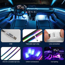 Load image into Gallery viewer, 3 Control App Remote Control Colorful Car Interior Ambient Lighting Modified LED Acrylic USB Car Ambient Lighting, 110cm+75cm x 4+35cm+Footlight x 4 10 In 1, 110cm+75cm x 4+35cm 6 In 1, 110cm, 110cm x 2 2 In 1, 110cm x 3 3 In 1, 110cm x 4 4 In 1       ...