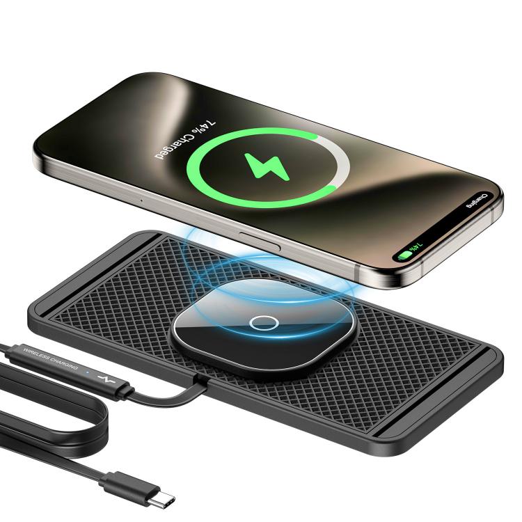 Car Magnetic Avoid Camera Wireless Charging Anti-slip Pad, USB Interface 1m, TYPE-C Interface 1m, USB Interface 0.3m, TYPE-C interface 0.3m